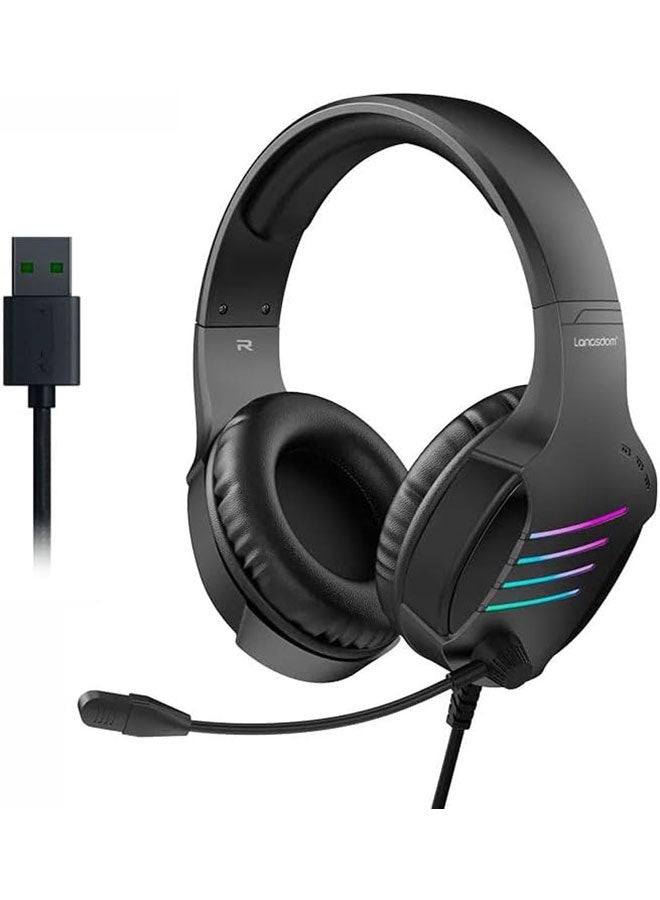 Langsdom G7 Troner Surround Sound Gaming Headset with RGB Lighting & HD Microphone - Compatible with PC, PlayStation, and Mobile - Image 1